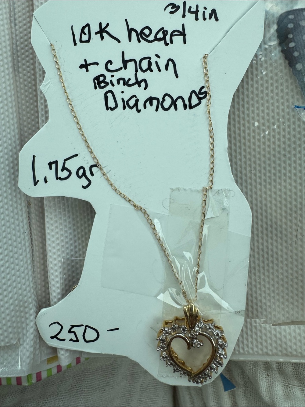 10K stamped acid tested Gold Heart Pendant Necklace with Diamond Accents - Gold